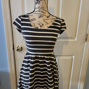 Charlotte Russe Black and White Striped Midi Dress